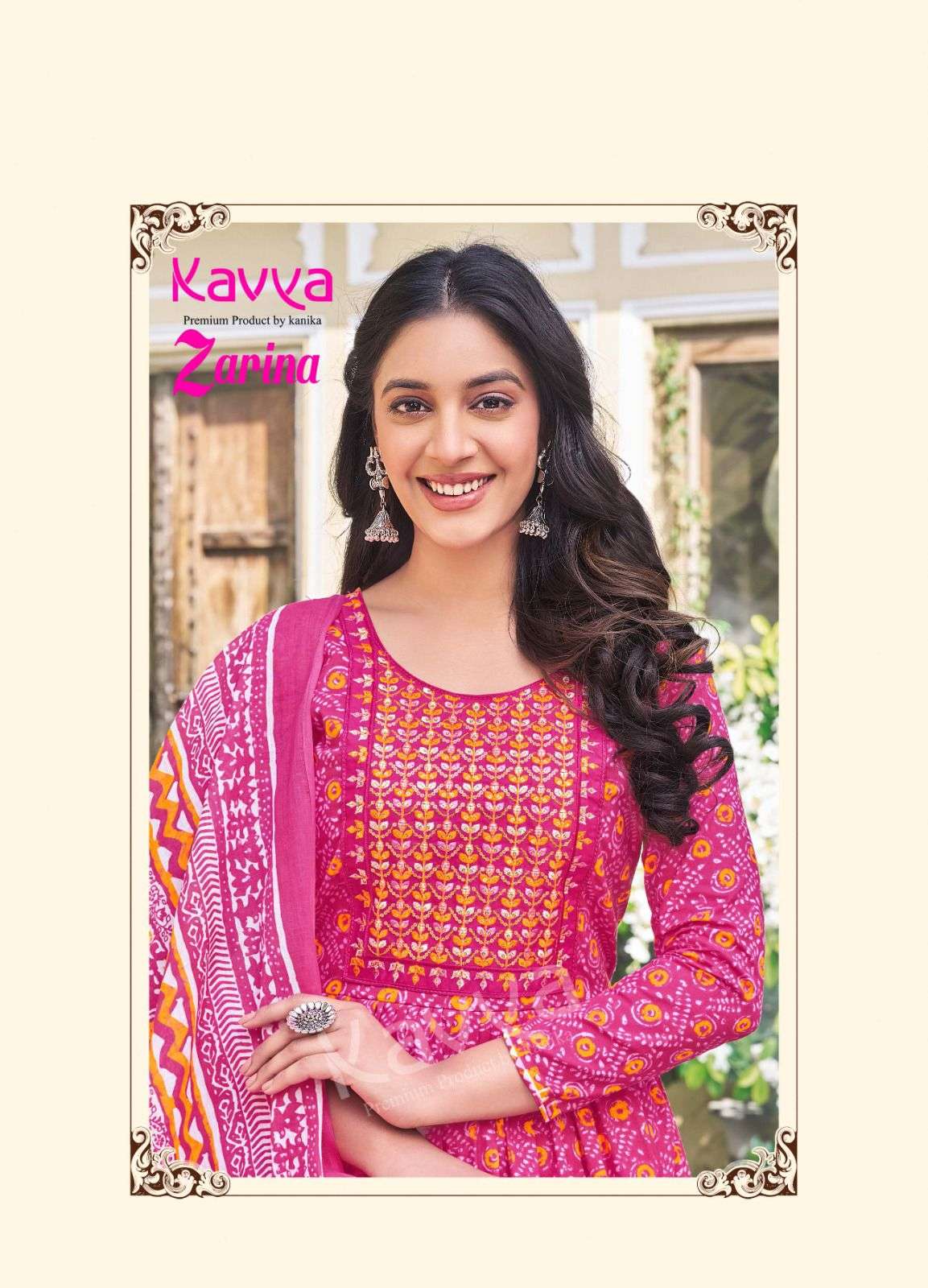 ZARINA VOL 3 MAL COTTON +EMBRODERYWORK KURTI WITH COTTON PANT AND MAL DUPATTA BY KAVYA BRAND 3001 C